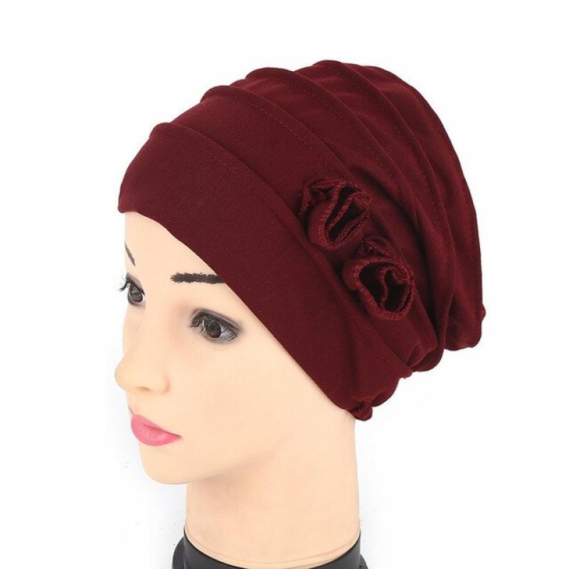 Hijab Scarf Muslim Women Fashion Solid Color Rose Floral Hijab Summer Soft Cotton Comfortable Abaya Womens Hat Solid Color 2022