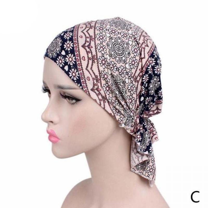 Muslim Women Beanie Turban Hat Head Scarf Fashion Women Flower Muslim Ruffle Cancer Chemo Hat Beanie Scarf Turban Head Wrap 