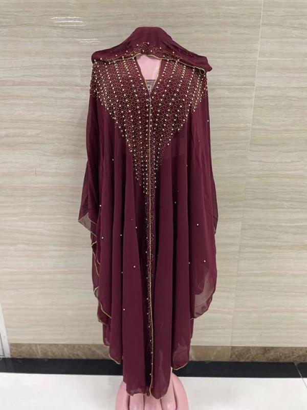 Free Size African Sequins Dress for Women Traditional Kaftan Robe Elegant Ladies Wedding Gown Femme Party Dresses Muslim Abaya