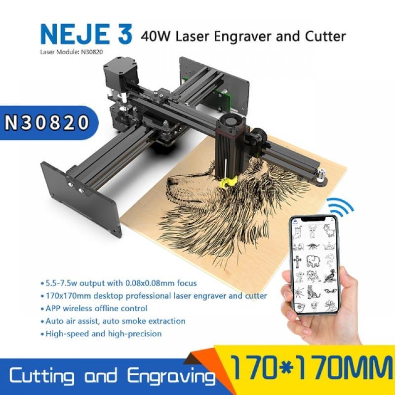 NEJE 3 N30820 40W CNC Lightburn Laser Engraving Cutting Machine Portable Wood Engraver Cutter APP Control Bluetooth