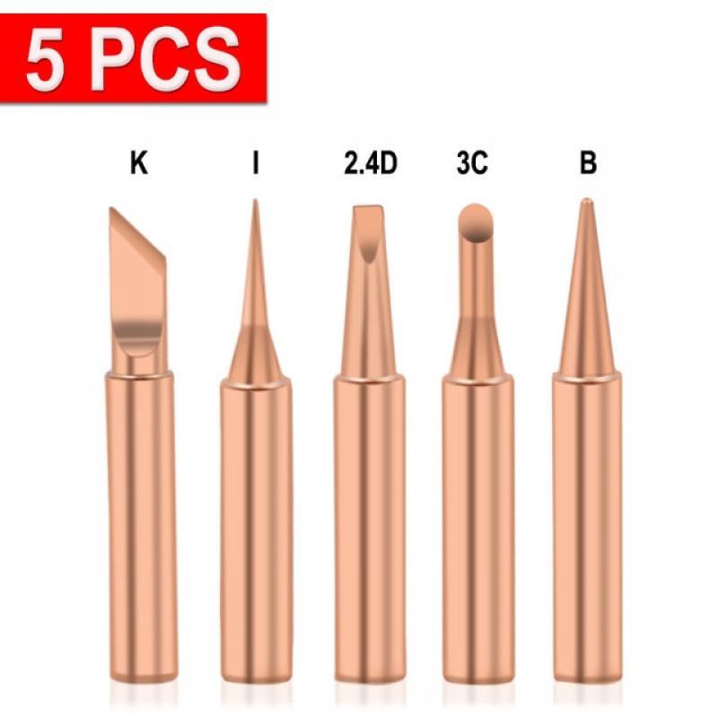 5Pcs Soldering Iron Head Pure Copper Soldering Iron Headset Inside Hot 900M Bare Copper Tip For Soldering Iron Welding Equipment