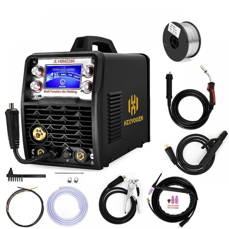 HZXVOGEN 5 In 1 Gasless/Gas MIG ARC/MMA Tig HBM2280 Aluminum Synergy Semi-automatic Welding Machine Tools сварочный полуавтомат