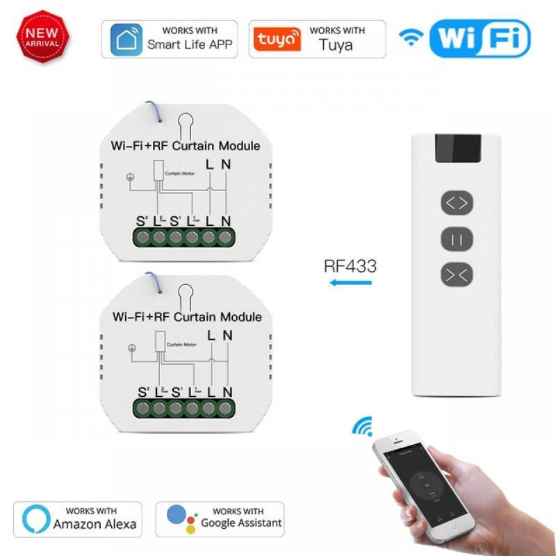 MOES Tuya WiFi RF Roller Blinds Curtain control Module Shutter Switch with Remote for Electric Motor Sunscreen Google Home Alexa