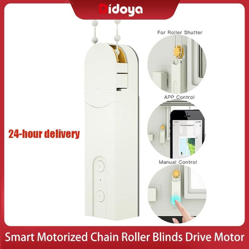 Automatic DIY Smart Motorized Chain Roller Blinds Drive Motor Powered By Solar Panel and Charger Build-in Bluetooth APP Control