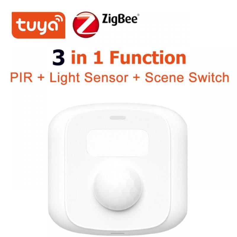 Tuya Zigbee Mini Human Motion Movement Body PIR Sensor With Light Sensor Scene Switch Function Smart Life Home Security