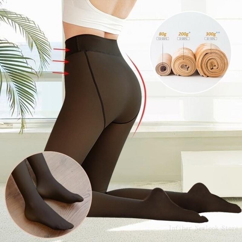 Legs Fake Translucent stockings Warm Fleece Pantyhose Thicken High elasticity Slim Stretchy Winter Outdoor tights ropa mujer