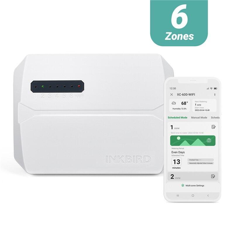 INKBIRD 6-Zone Controls Wi-Fi Sprinkler Controller Smart Irrigation Timer Supports Seasonal Adjustment Multi-time Watering