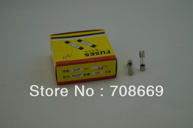 100pcs Fast Blow Glass Fuse, 5mm x 20mm 250V 20A