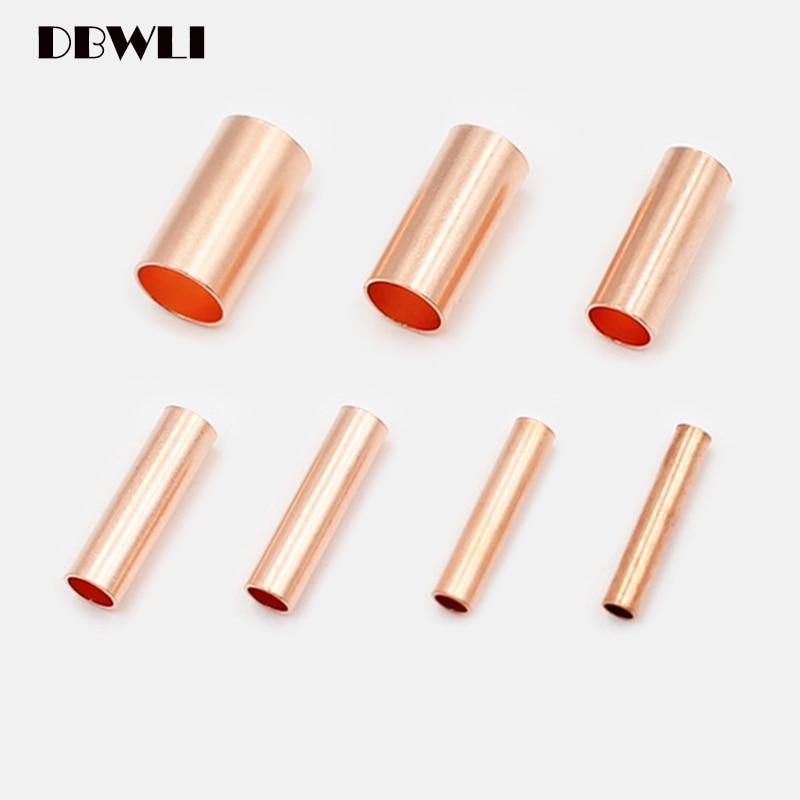 100PCS GT Copper Connecting Pipe Wire Joint Small Copper Tube Small Copper Tube Copper Connection Tube Wire Connector