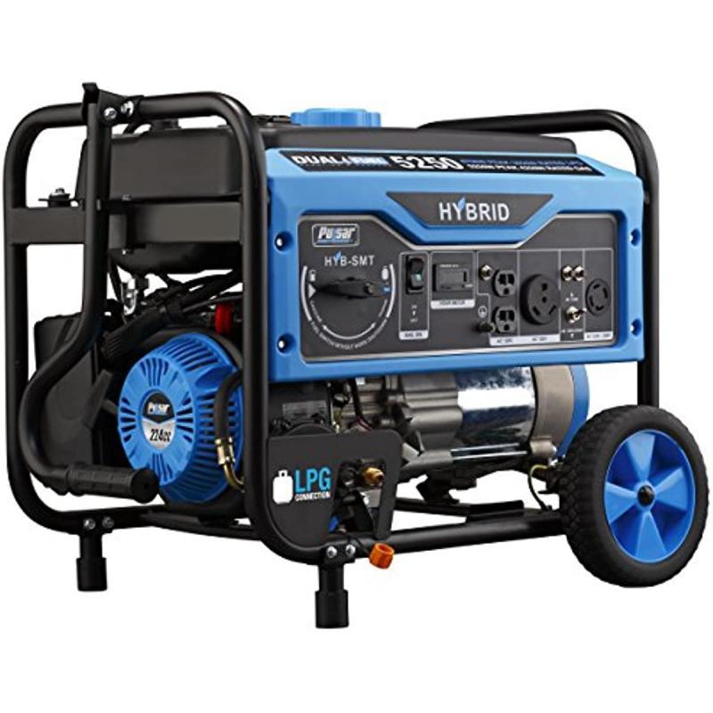 Pulsar 5,250W Dual Fuel Portable Generator with Switch and Go Technology, PG5250B