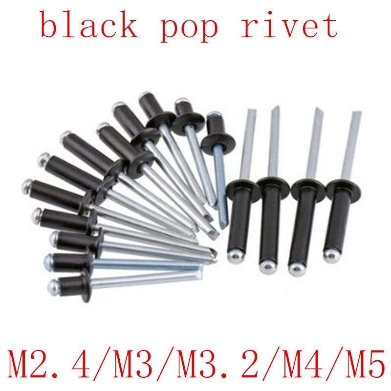 20-50pcs Black pop Rivet M2.4 M3 M3.2 M4 M5 black Aluminium Mushroon Head Break Mandrel Blind Rivets Nail Pop Rivets