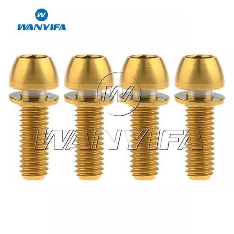 Wanyifa Titanium  M6x18mm M6x20mm Ball Tapered Screw with Washer 4pcs Bolts for Bicycle Brake