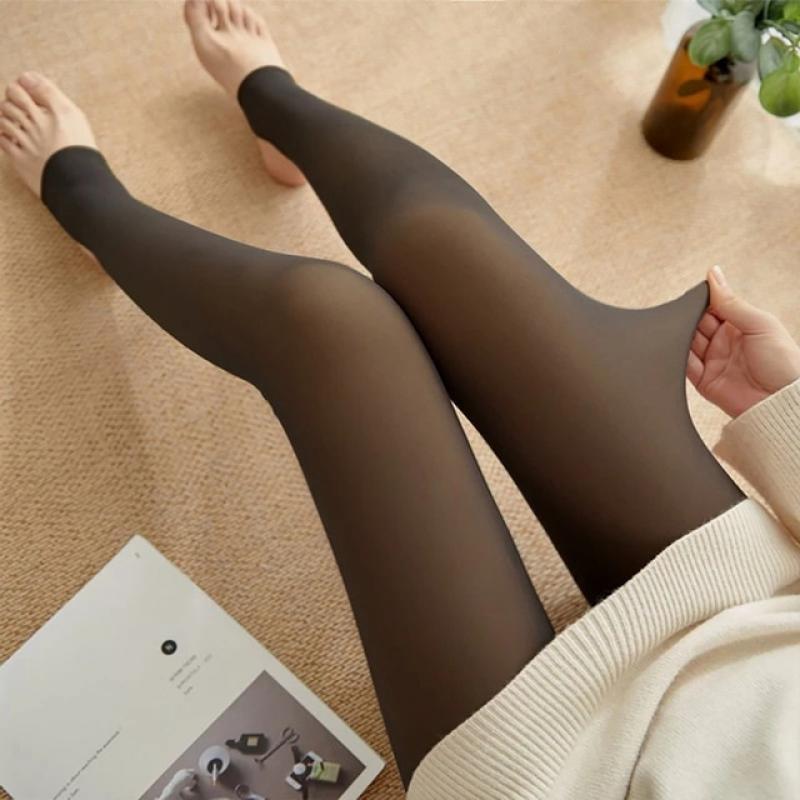 Winter Warm Leggings Sexy Slim Translucent Pantyhose Nylon Tights High Waist Elastic Thick Wool Sock Pants Women Thermal Legging