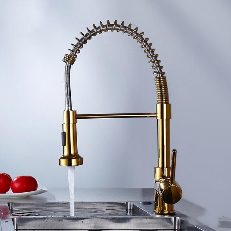 KEMAIDI Kitchen Faucets with Pull Down Sprayer Spring Single Handle Stainless Steel Black Kitchen Faucet for Camper Farmhouse