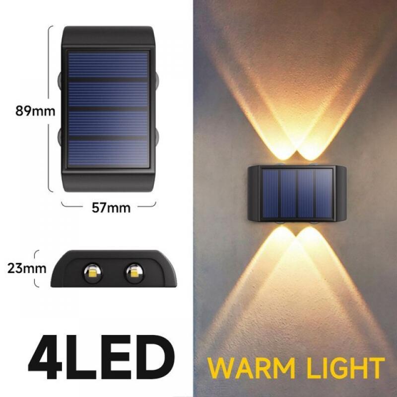 Solar Wall Lamp Outdoor 4LED Warm Light Waterproof Up And Down Luminous Lighting Balcony Yard Garden Decoration Lights