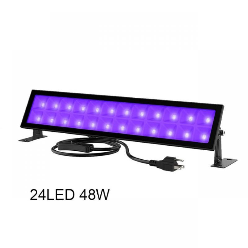 300W Equiv LED Flood Light Bar 48W AC220V RGB+UV Backlight IP66 Waterproof for Outdoor Garden Body Paint Fluorescent  Lighting