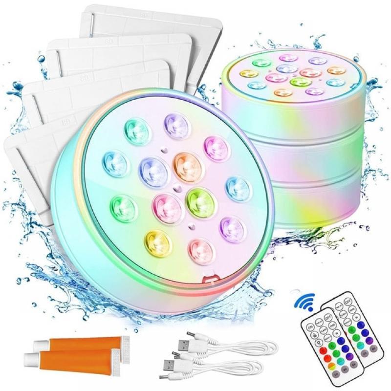 Rechargeable Submersible Pool Lights RGB Underwater Pool Lights with Remote Waterproof for Swimming Pool Bathtub Fountain Decor