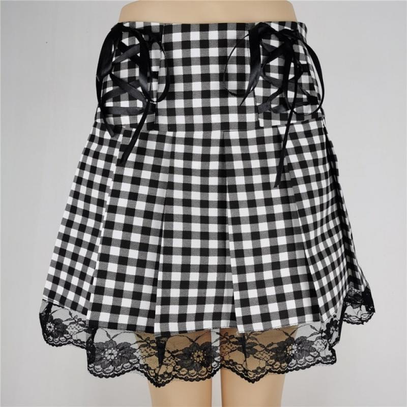 Harajuku Punk Gothic Black High Waist Black Skirts Women Sexy Patchwork Bandage Mini Skirt Female Streetwear Black Skirt