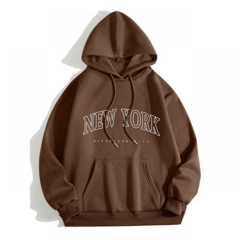 American Retro Hoodies Casual New York Letters Printed Long Sleeve Hooded Sweatshirt Coats Autumn And Spring Arajuku Hoodies