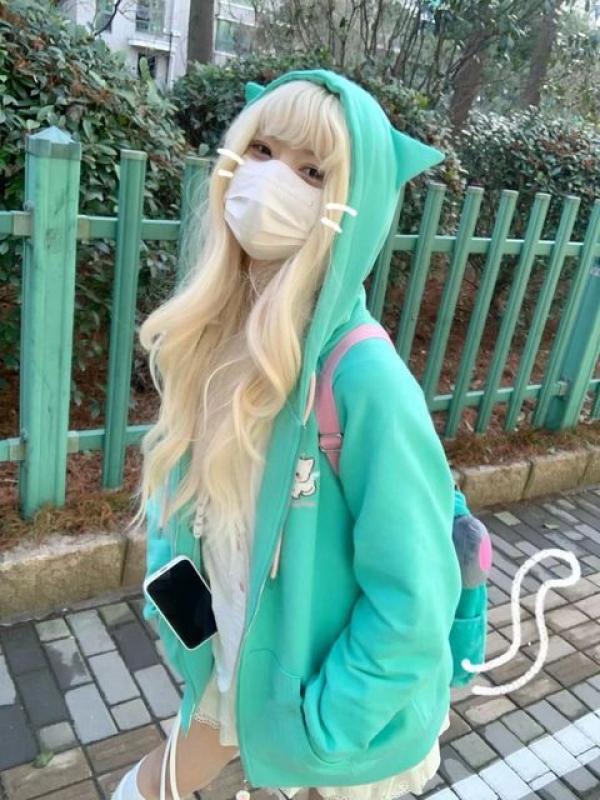 Y2k Women Korean Streetwear Aesthetics Kawaii Star Zipper Jacket Harajuku Black Zip Up Sweatshirt Grunge Egirls Tops Clothes