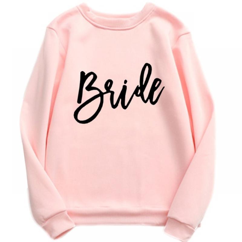 Team Bride Woman Sweatshirts 2023 Sweet Korean O-neck  Pullovers Thick Autumn Winter  Loose Hoodies WY014