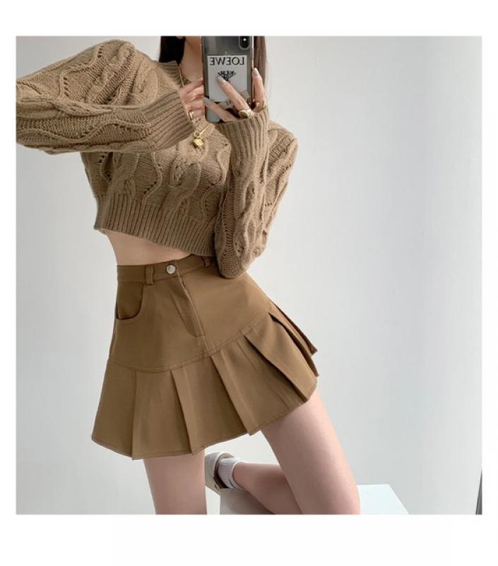 College Style Retro Spicy Girl High Waist Appear Thin Pleated Skirt Women Spring and Autumn Grey Half-body Fishtail Skirt Trend