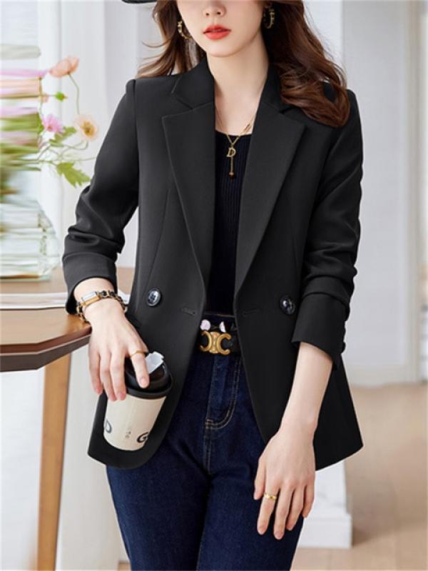 Yitimuceng Solid Blazer for Women 2023 New Office Ladies Long Sleeve Split Casual Jackets Korean Fashion Elegant Slim Y2k Coats