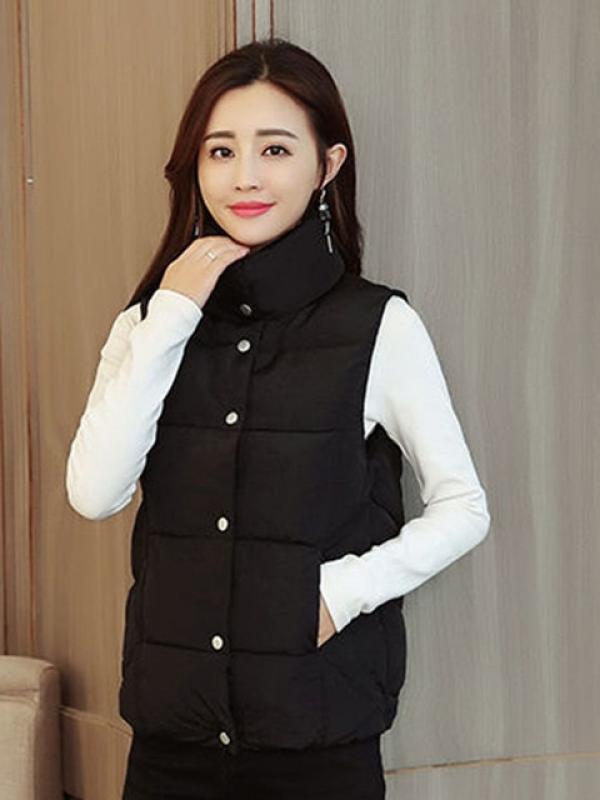 Casual Fluffy Sleeveless Korean Fashion Stand Collar Women Chaleco Slim Cotton Padded Waistcoat Winter Duck Down Vest Jackets