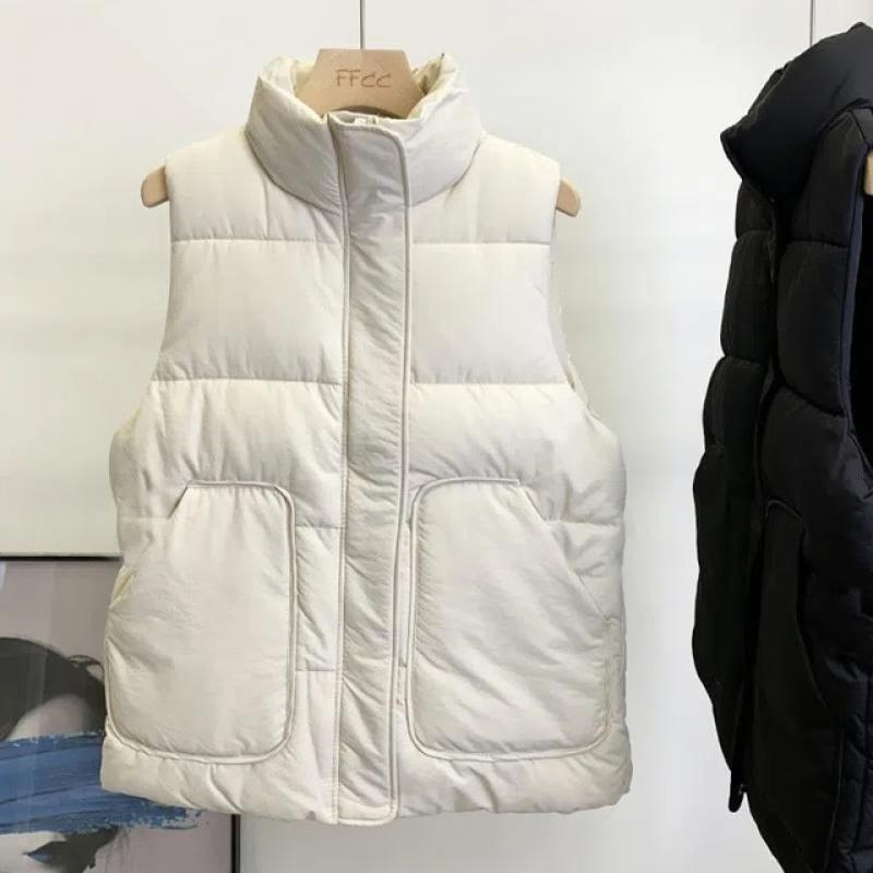 Casual Pocket Sleeveless Cotton Jackets 2023 Basic Parkas Turndown Collar Warm Waistcoat Autumn Winter 5XL Oversize Vest Women