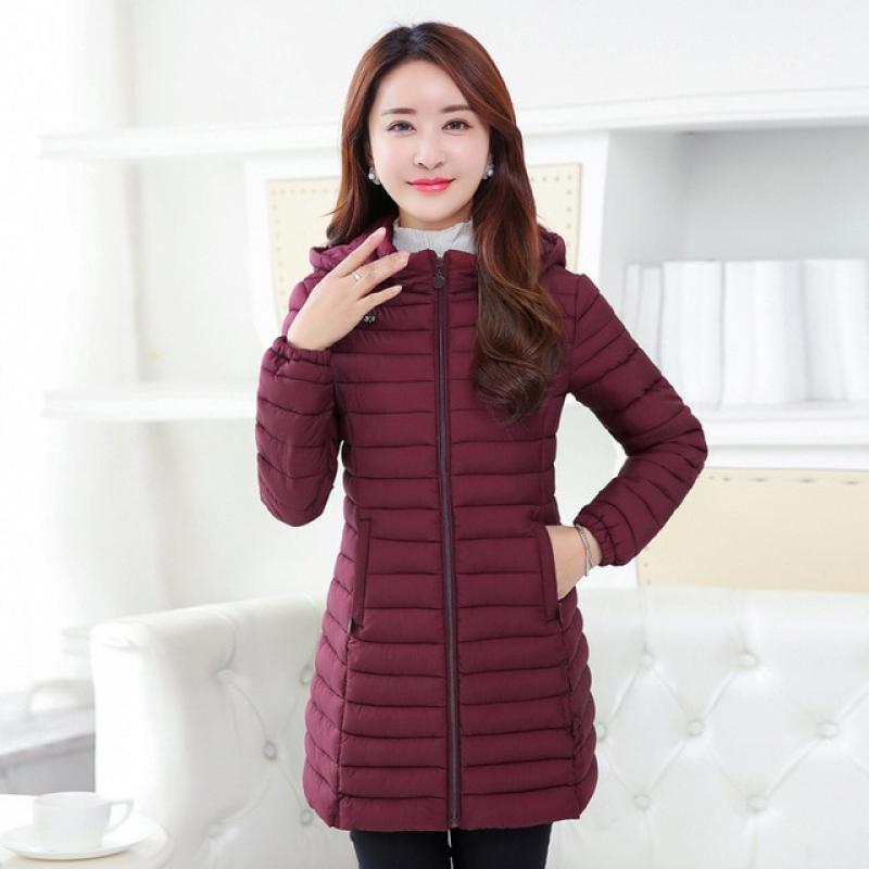 New Fashion Plus Size 4XL 5XL Women Medium-Long Winter Coats Red/Black Warm Hooded Ladies Outwear Female Coat