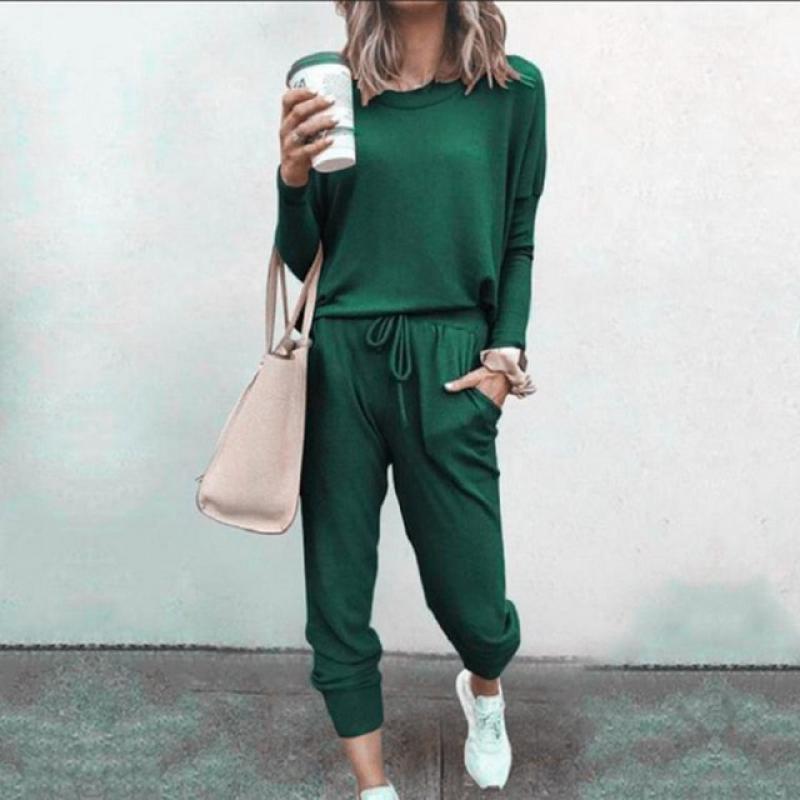 Women's Tracksuit Two Pieces Autumn Fashion Solid Casual Long Sleeve Pullover Outfits High Waist Bandage Pants Oversized Hoodies