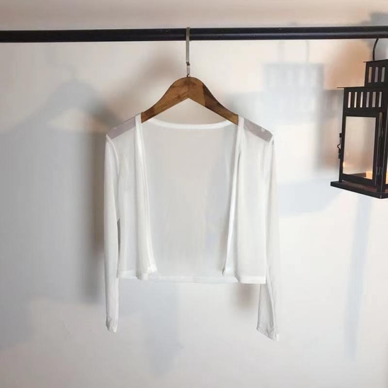 4colors White Cropped Cardigan Short Mesh Open Stitch Women Cardigans Lightweight Crop Top Soft Breathable Beach Cover Ups 2023