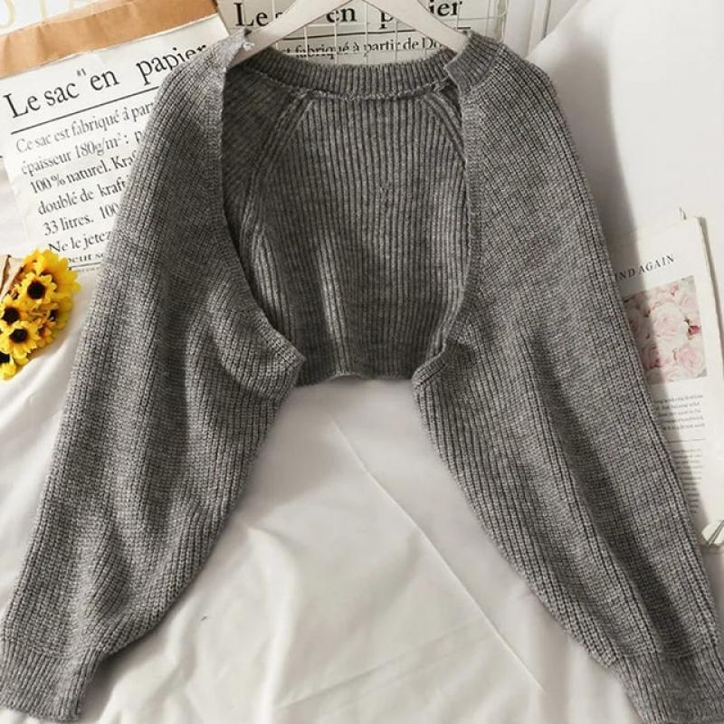 Women Sexy Solid Irregular Knitwear Loose All-match Cropped Tops Streetwear Female Solid Casual Chic Short Knitted Cardigans