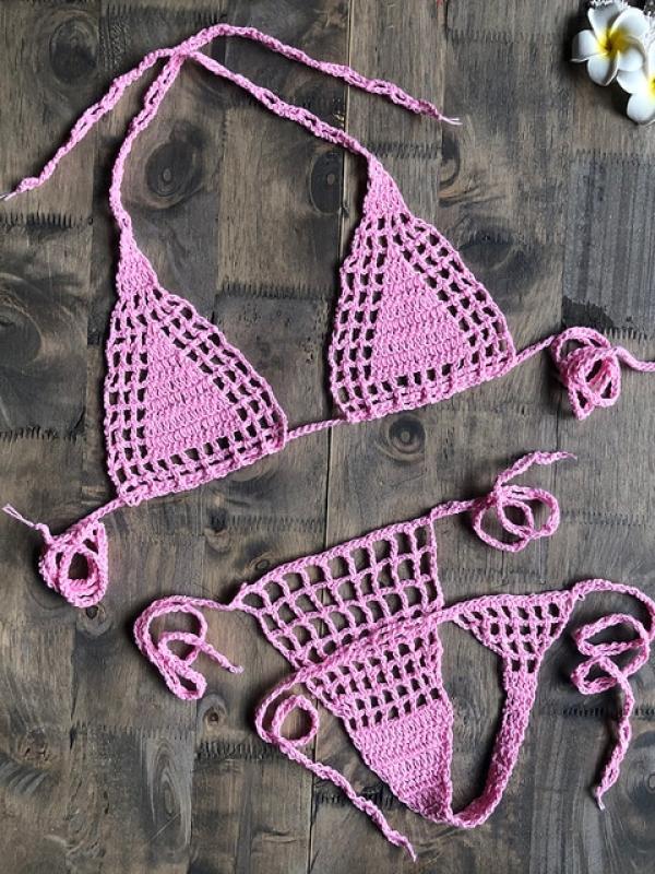 Handmade Crochet Micro Bikini G Thong String Beach Micro Swimwear Sexy Lingerie Sets 2019 Hot Sale
