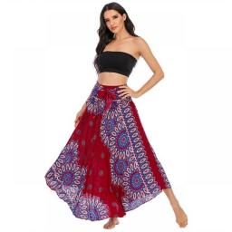 Woman Dress Rayon Sundress Women's Long Hippie Bohemian Gypsy Boho Flowers Elastic Waist Floral Halter Skirt Mujer Faldas