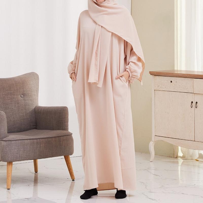 Wepbel Robe Long Sleeve Islamic Clothing Caftan Hijab Arab Abaya Women Muslim Dress with Hood Ramadan Abaya Eid Pockets Abaya