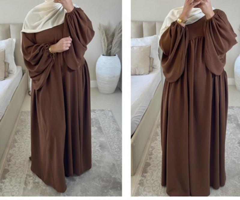 Plain Abaya for Women Balloon Sleeve Muslim Long Dress Islam Abayas Ramadan Prayer Loose Jilbab African Dresses Dubai Hijab Robe