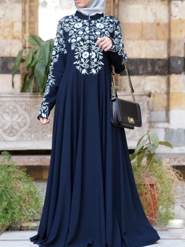 2021 New muslim women dress turkish abaya Printed Flower Maxi Kimono Open Abaya Robe Dubai muslim dress women ramadan kaftan