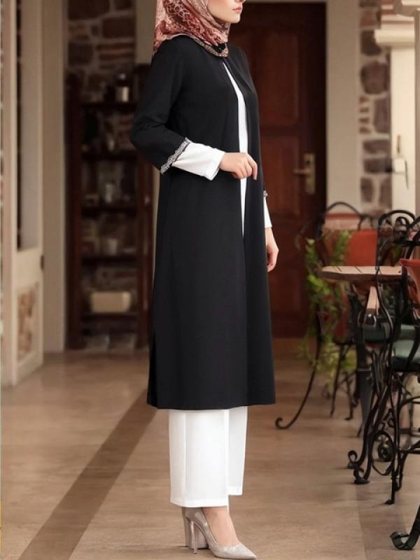 Muslim Dubai Abayas For Women Sunscreen Middle East Ramadan Robe Three Piece Abaya Modest Outfit Clothing Set Evening Long Dress