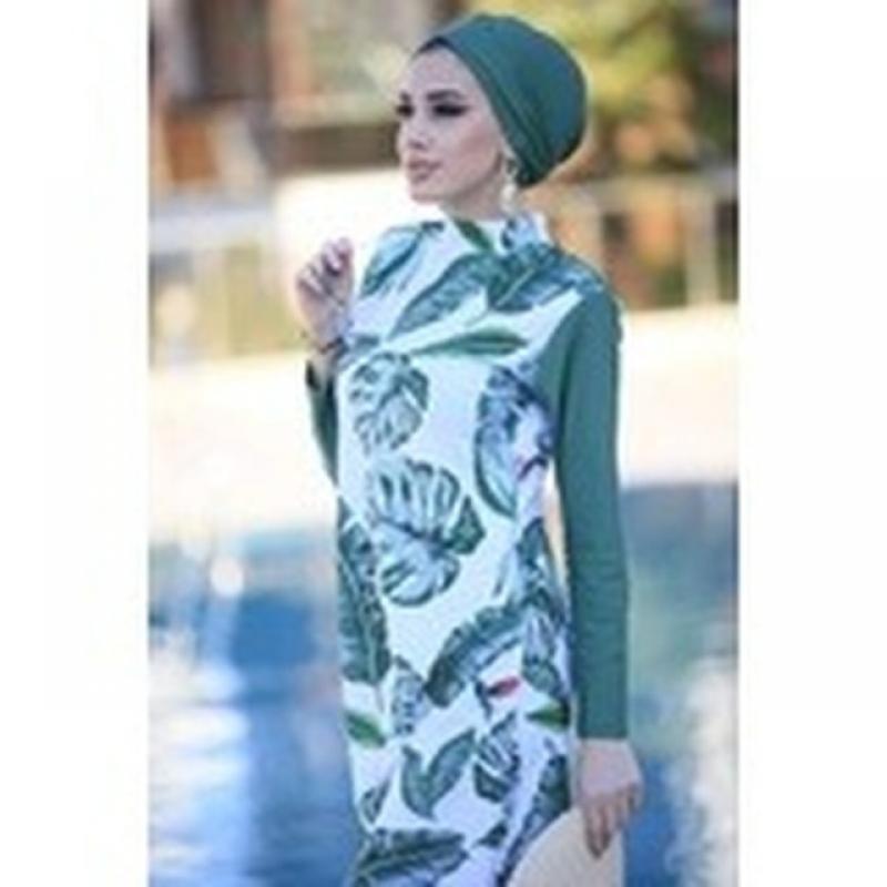 Muslim Swimwears Women Printed Stretch Full Cover Hijab Long Sleeves Sport swimming Togs 3pcs Lslamic Burkinis Wear Bathing Suit