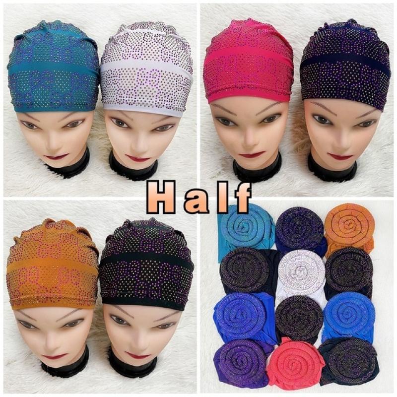 1 Dozen High Quality Newest Elegant Turban Hats Women Cap Beaded For India  Scarfs Head Wrap Headband Girl Hair Accessories Lady