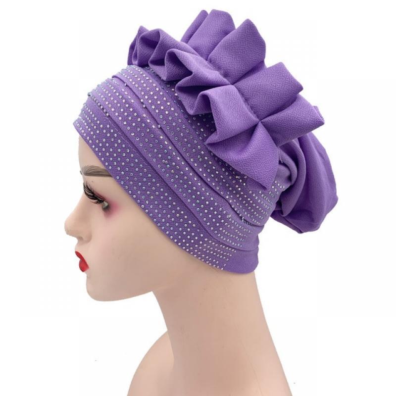 2023 New Women Diamonds Flower Turban Cap Muslim Hijab Bonnet Femme Musulaman Head Wraps African Indian Hat Turbante Mejur