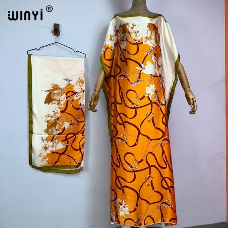 WINYI 2023 boho print clothing for women Dubai Muslim Dashiki kaftan holiday Design evening dress abaya africa clothing