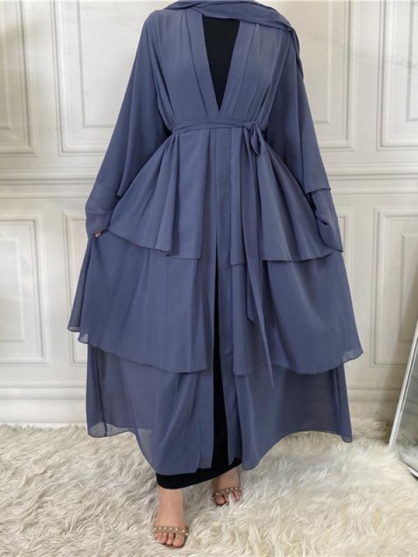 Ramadan Morocco Dress Muslim Women Eid Abaya Chiffon 3 Layers Abayas Dubai 2023 Party Dresses Kaftan Robe Longue Vestido Largos