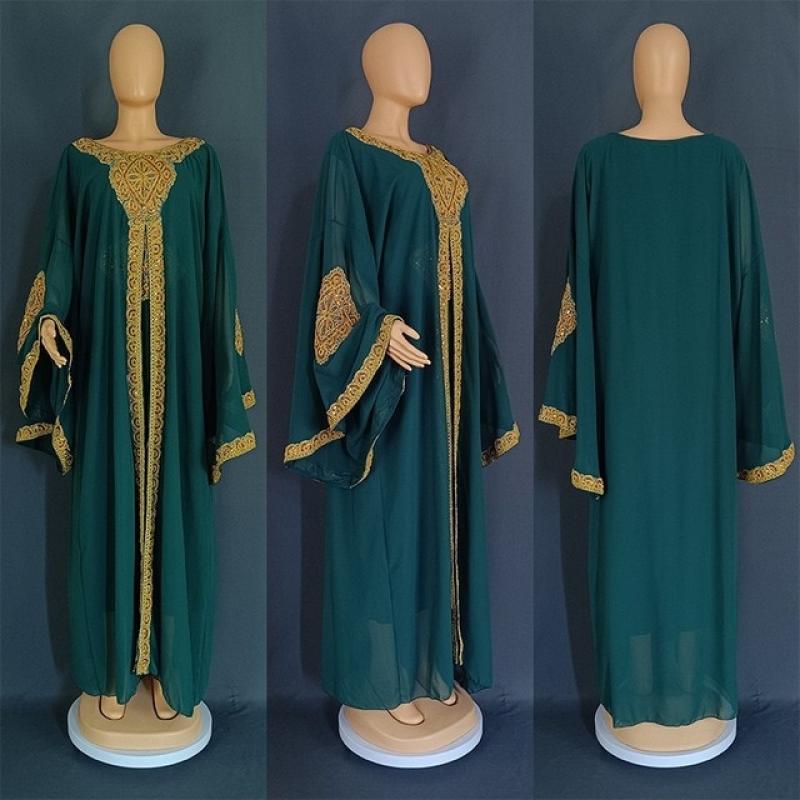 Kaftan Dubai Abaya Turkey Muslim Chiffon Maxi Dress Islam Clothing Elegant African Dresses for Women Boubou Robe Djellaba Femme