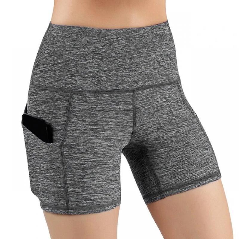 Gym Jogging Running Shorts Yoga Shorts Women High Waist Lifting Push Up Tight Sports Pocket Fitness Yoga Short Pant