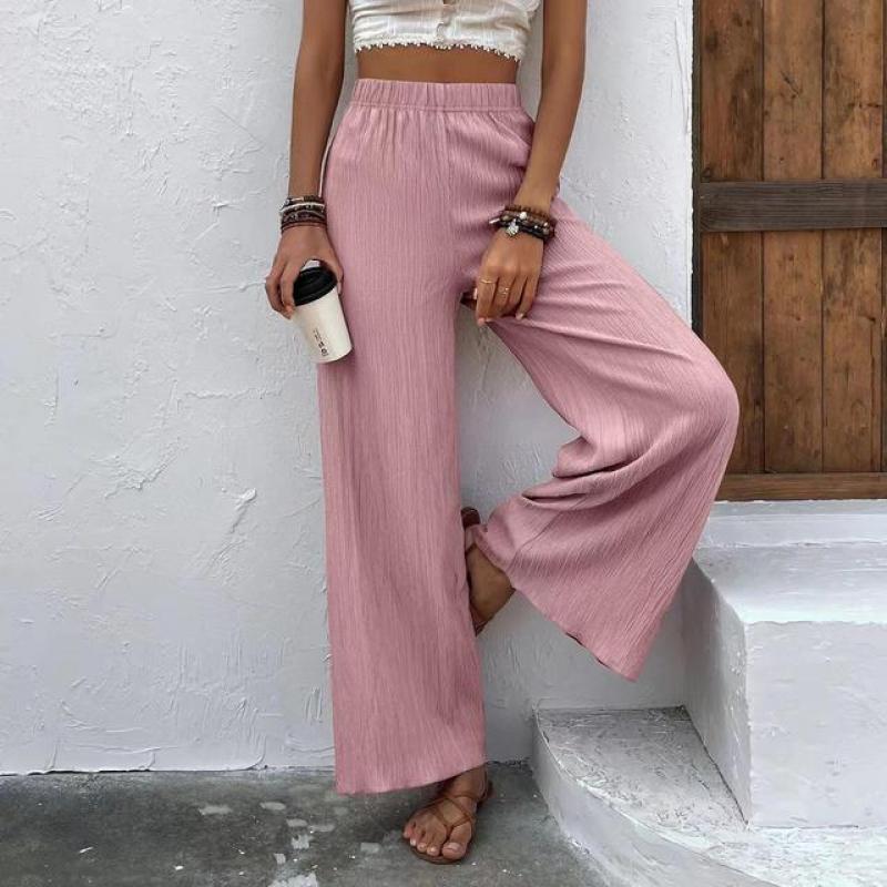 2023 Summer Women's Long Pants Black Pleated Elastic Waist Looes Wide-Leg Pants Female New Casual Trendy Elegant Ladies Clothes