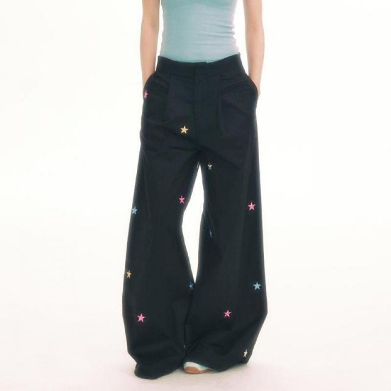 Deeptown Y2k Harajuku Cargo Pants Women 90s Aesthetic Vintage Embroidery Wide Leg Trousers Oversized Korean Fashion Sweatpants