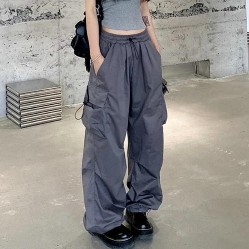 Y2k Women Streetwear Wide Leg Cargo Pants Casual Baggy Pant Straight With Big Pockets Jogging Trousers Vintage Female Sweatpants