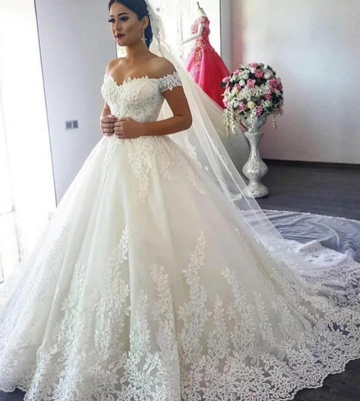 ZJ9171 Vintage 2020 2021 Dresses for Bridal Gowns Ball Gown Lace Applique Wedding Dress For Women Plus Size